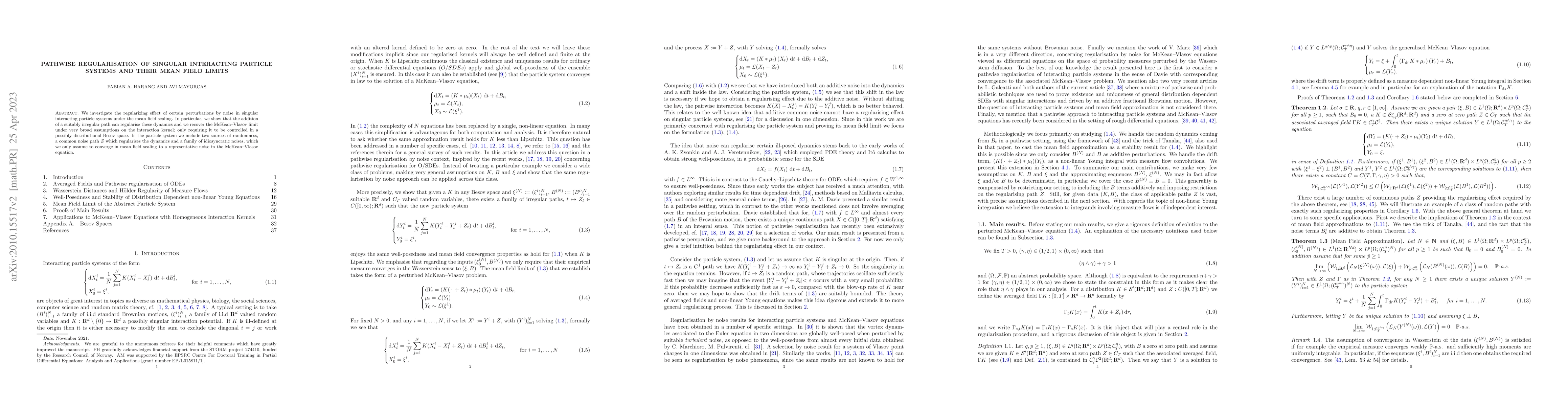 Thumbnail for Pathwise Regularisation of Singular Interacting Particle Systems and
  their Mean Field Limits