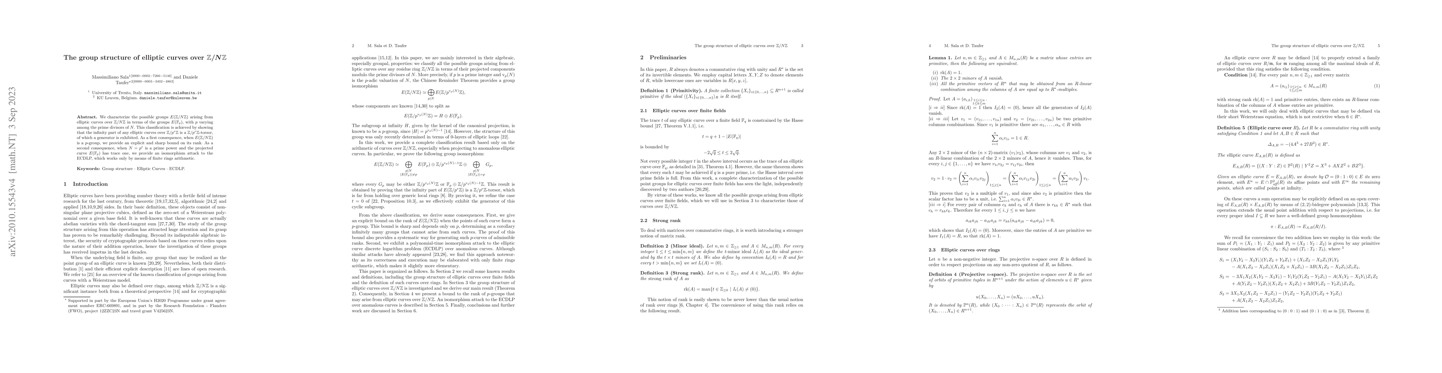 Thumbnail for The group structure of elliptic curves over Z/NZ