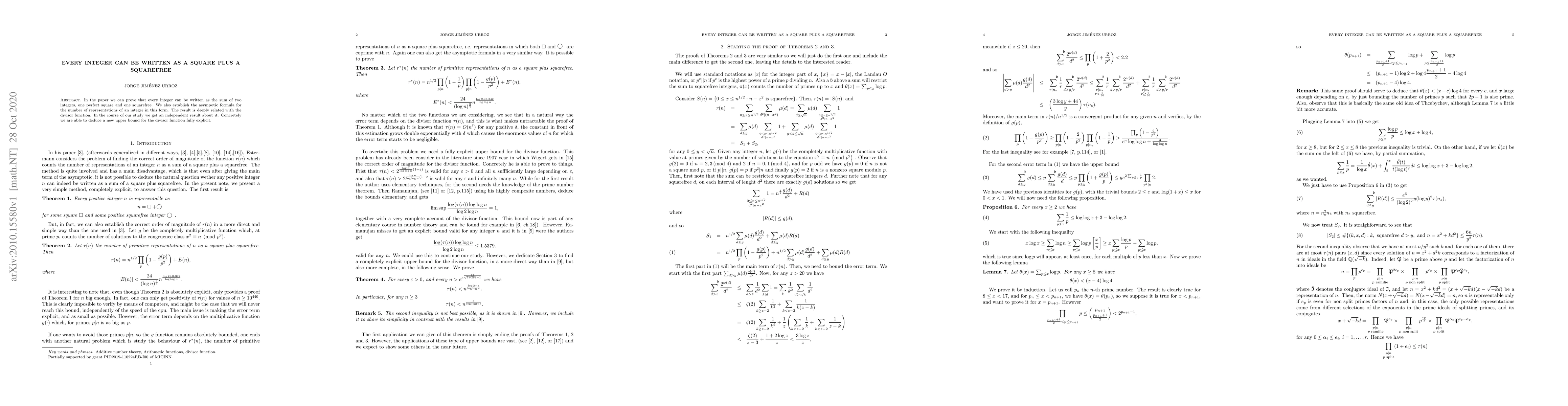Thumbnail for Every integer can be written as a square plus a squarefree