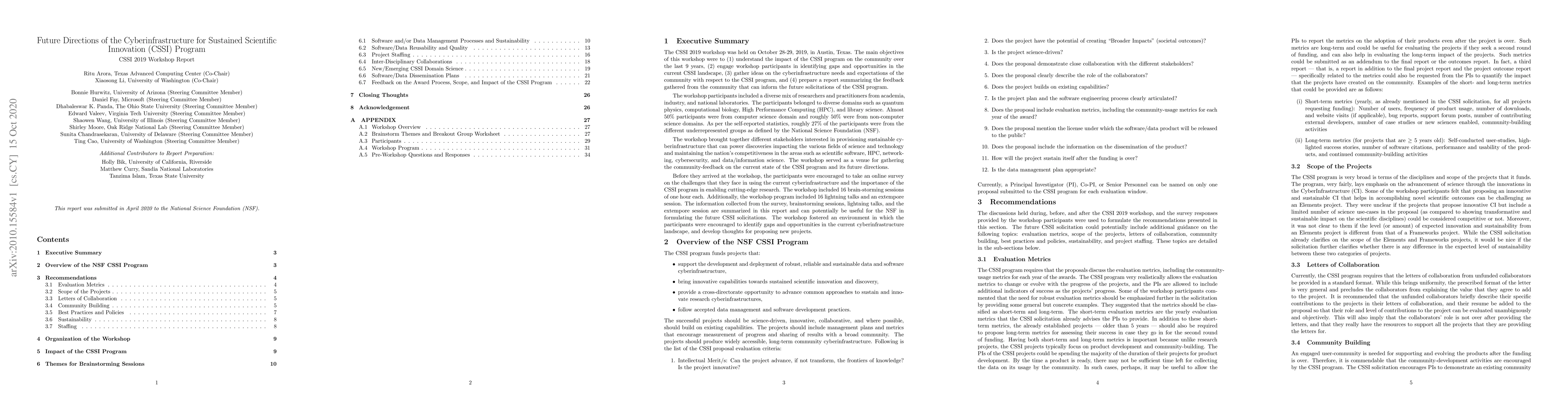 Thumbnail for Future Directions of the Cyberinfrastructure for Sustained Scientific
  Innovation (CSSI) Program
