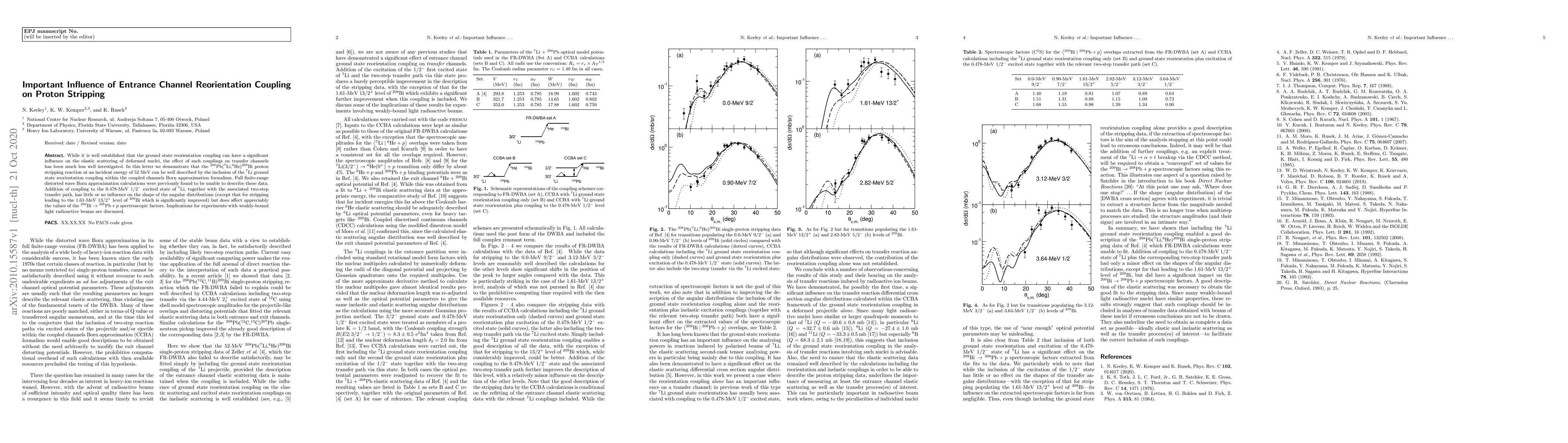 Thumbnail for Important Influence of Entrance Channel Reorientation Coupling on Proton
  Stripping