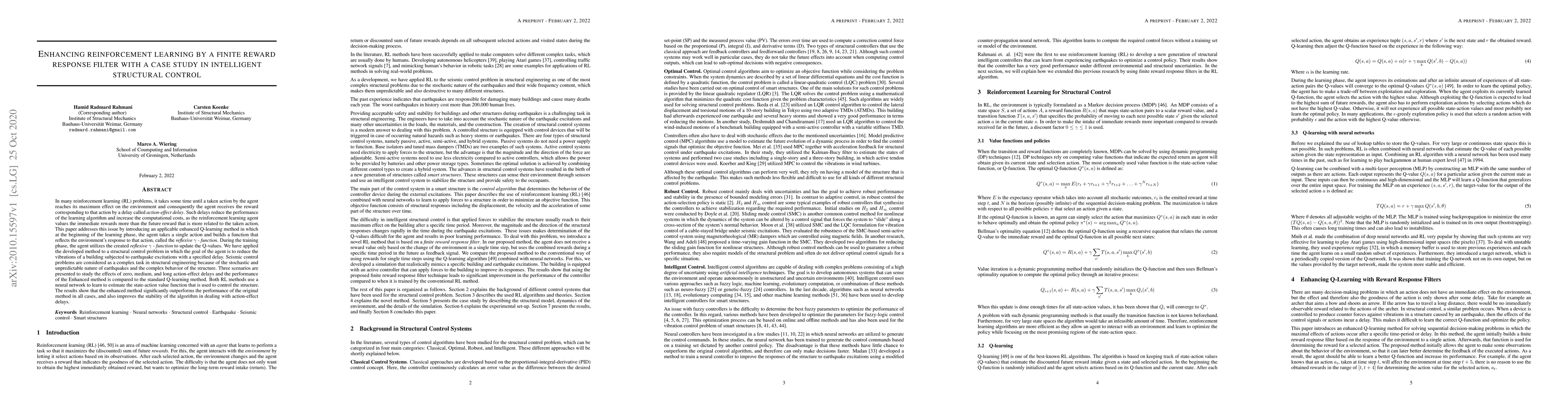 Thumbnail for Enhancing reinforcement learning by a finite reward response filter with
  a case study in intelligent structural control