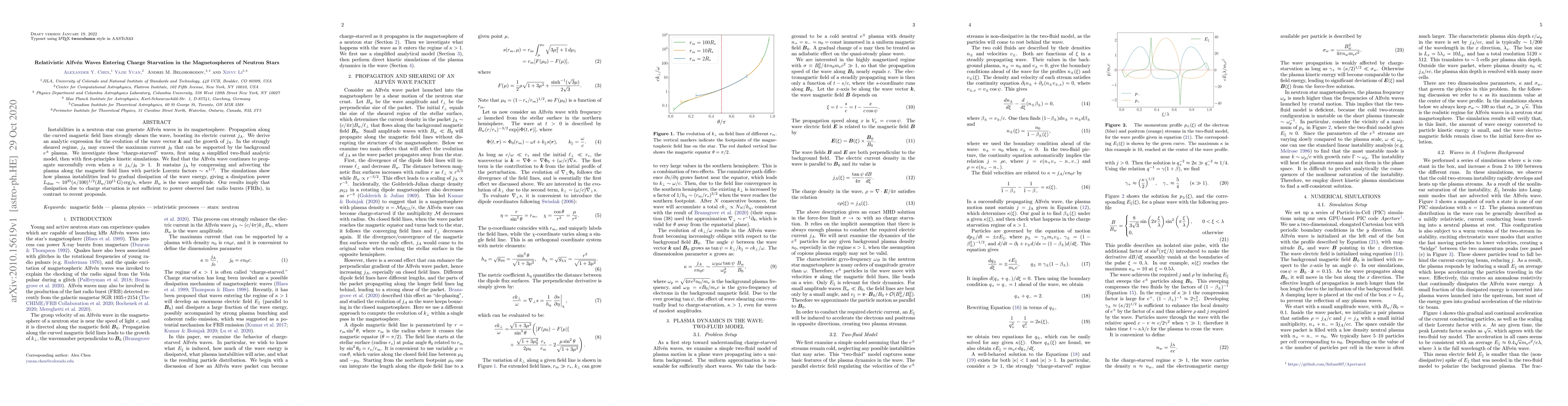Thumbnail for Relativistic Alfv\'en Waves Entering Charge Starvation in the
  Magnetospheres of Neutron Stars