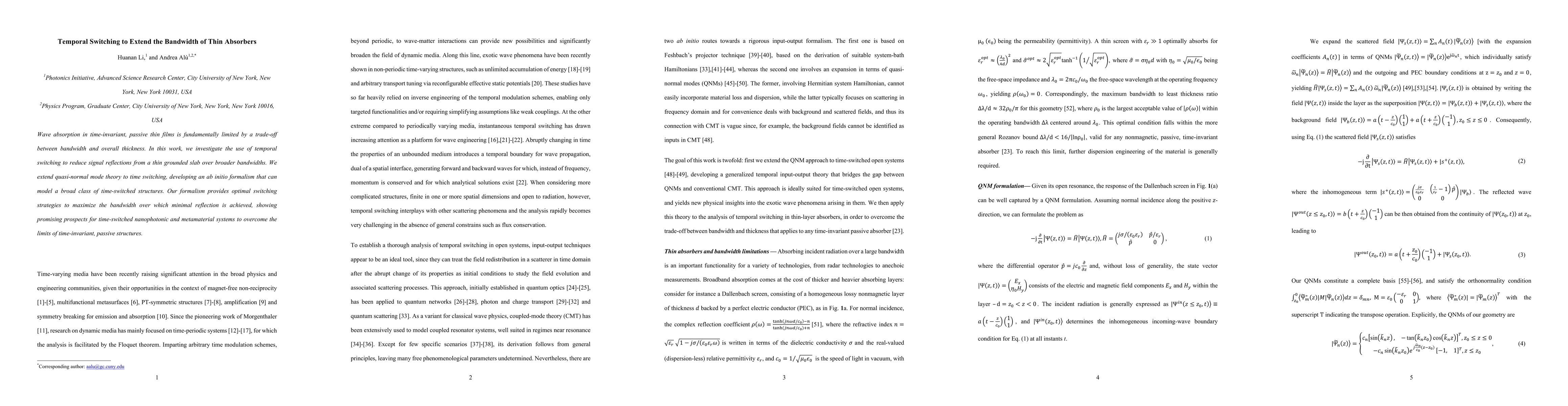 Thumbnail for Temporal Switching to Extend the Bandwidth of Thin Absorbers