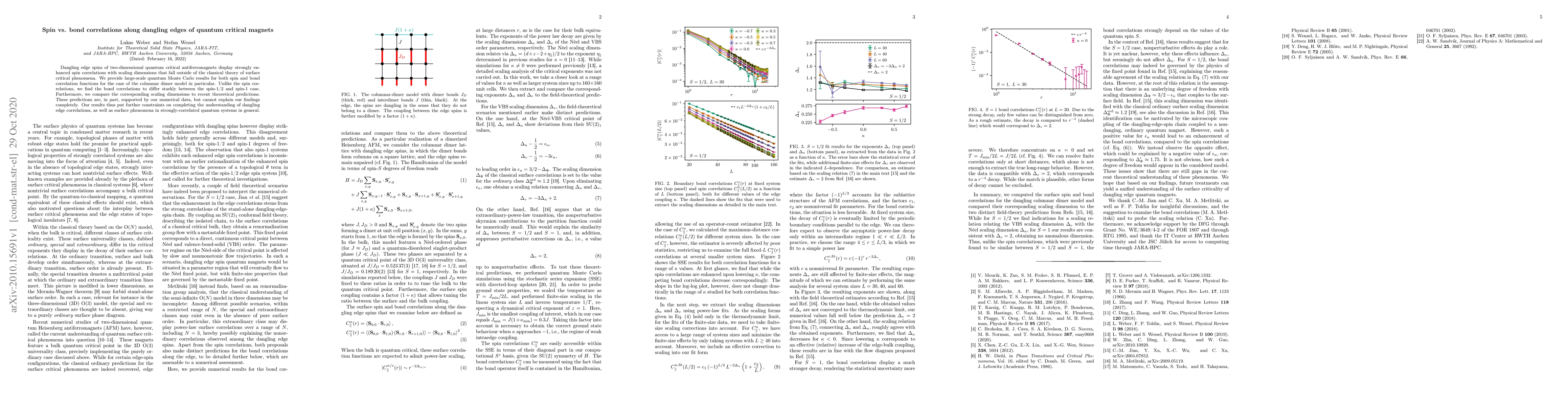 Thumbnail for Spin vs. bond correlations along dangling edges of quantum critical
  magnets