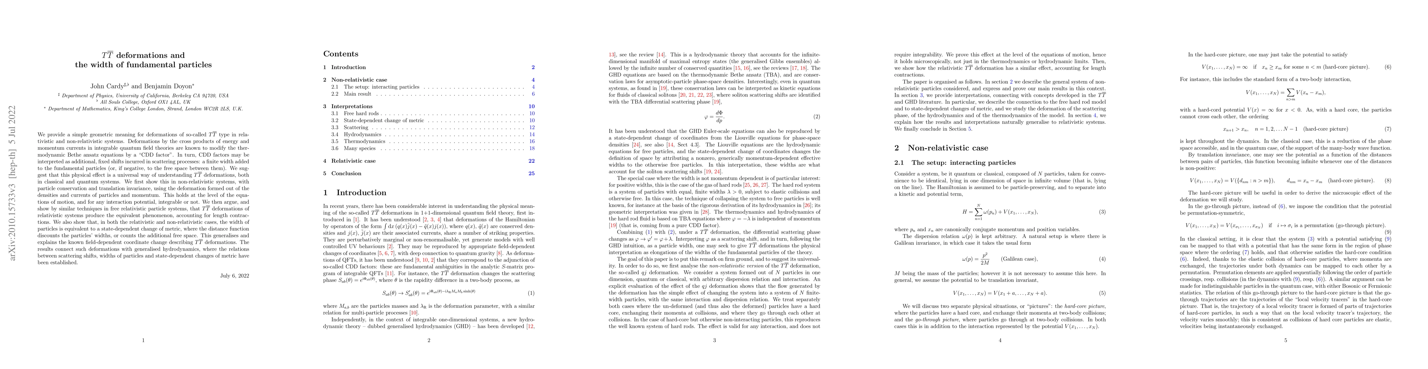 Thumbnail for $T{\overline T}$ deformations and the width of fundamental particles