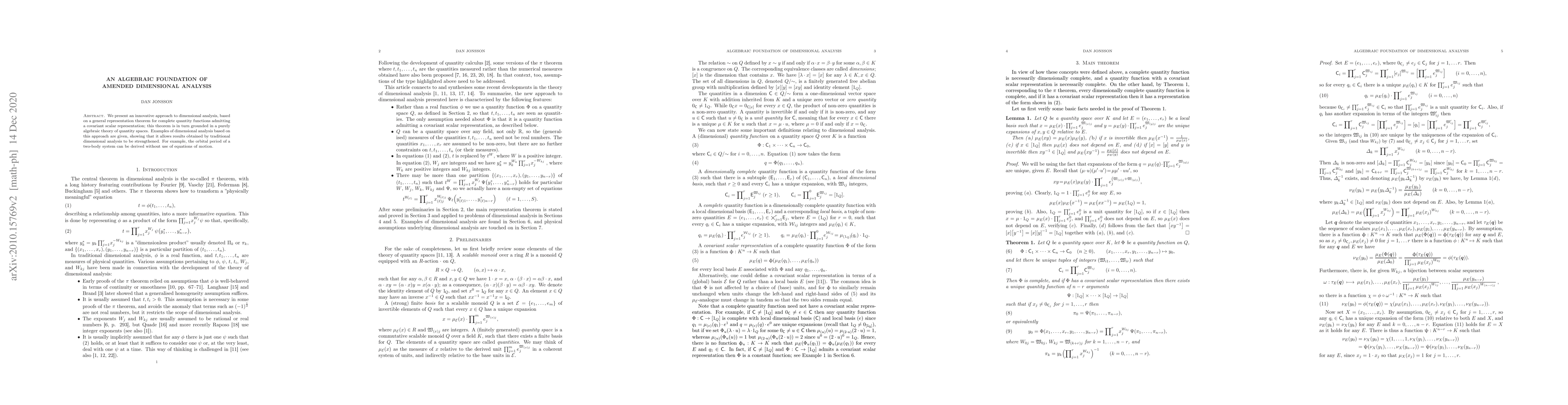 Thumbnail for An Algebraic Foundation of Amended Dimensional Analysis