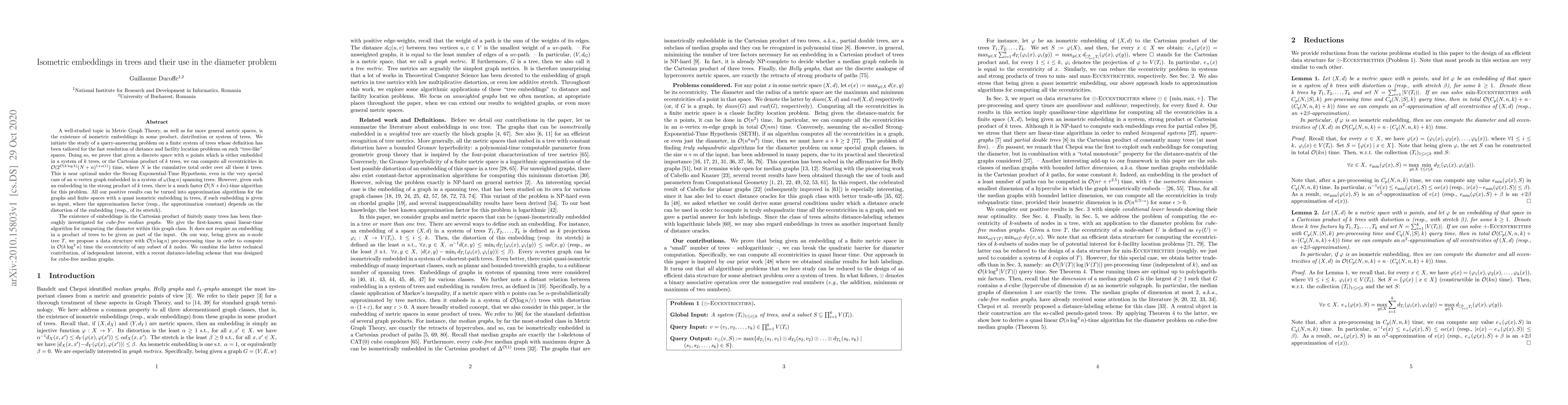 Thumbnail for Isometric embeddings in trees and their use in the diameter problem