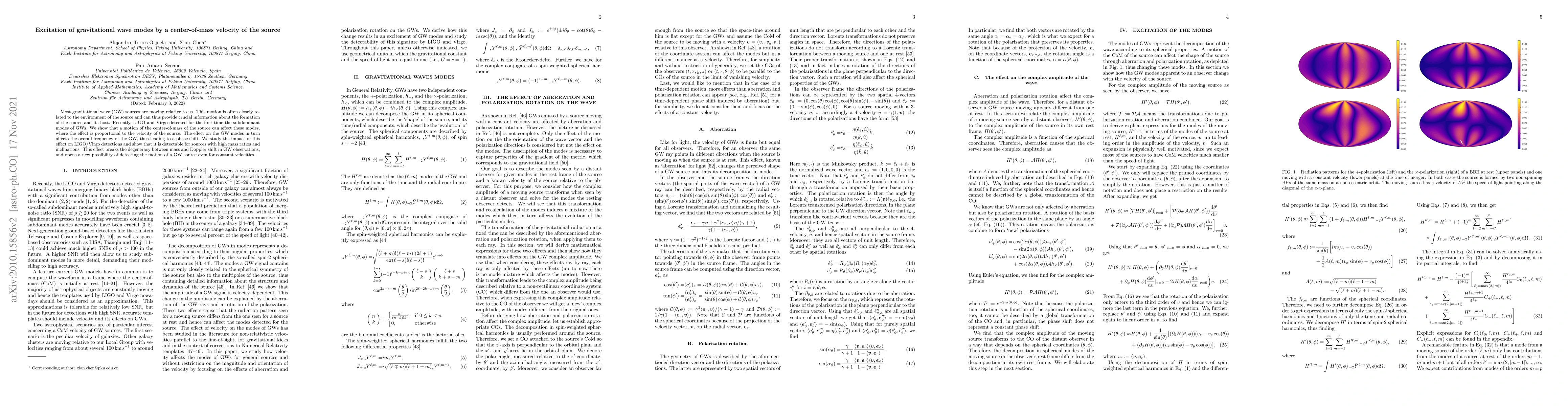 Thumbnail for Excitation of gravitational wave modes by a center-of-mass velocity of
  the source