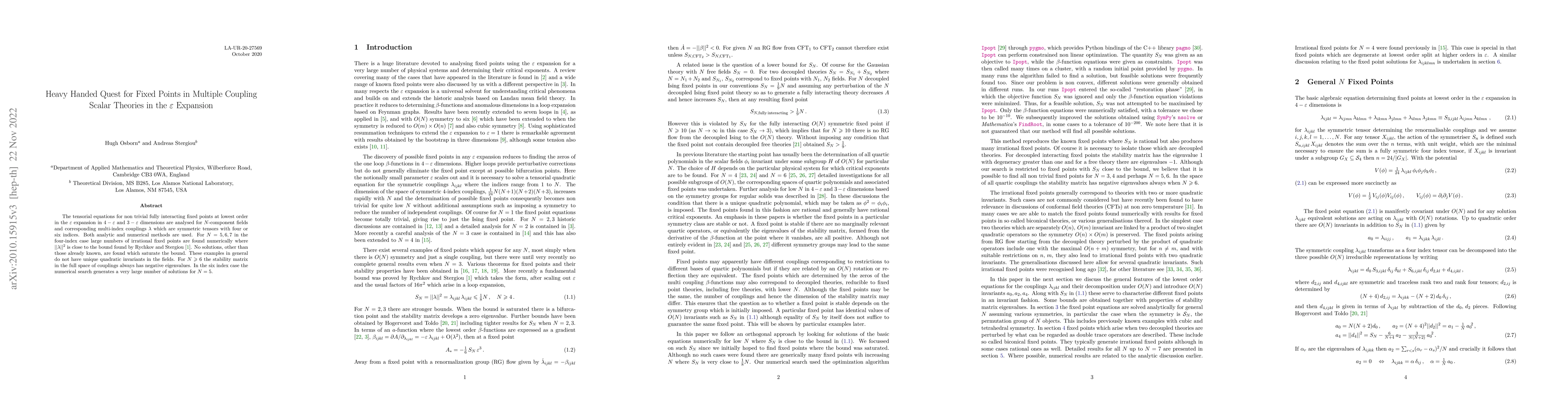 Thumbnail for Heavy Handed Quest for Fixed Points in Multiple Coupling Scalar Theories
  in the $\varepsilon$ Expansion