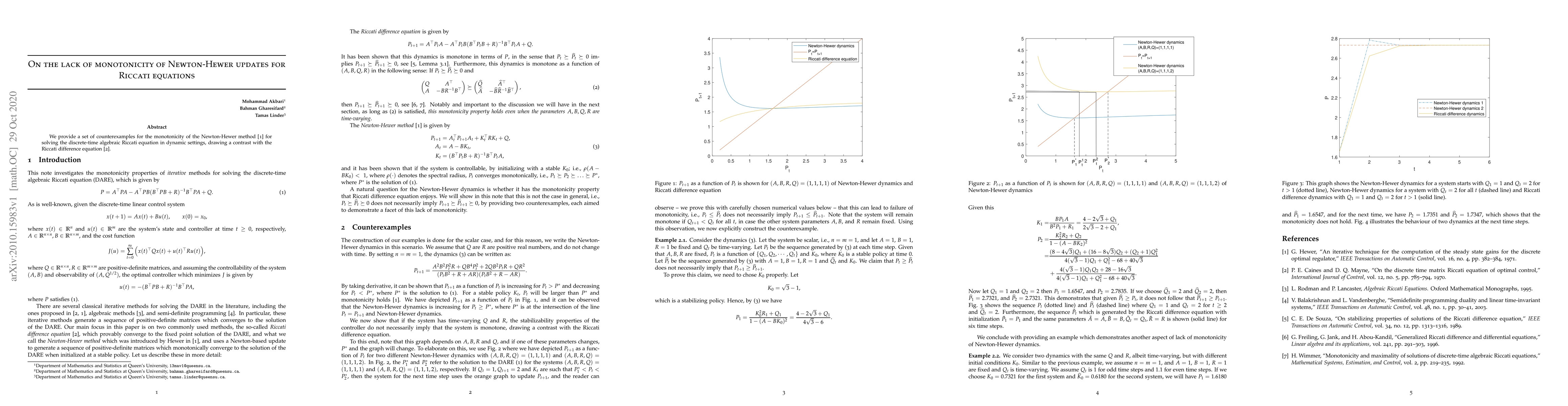 Thumbnail for On the lack of monotonicity of Newton-Hewer updates for Riccati
  equations