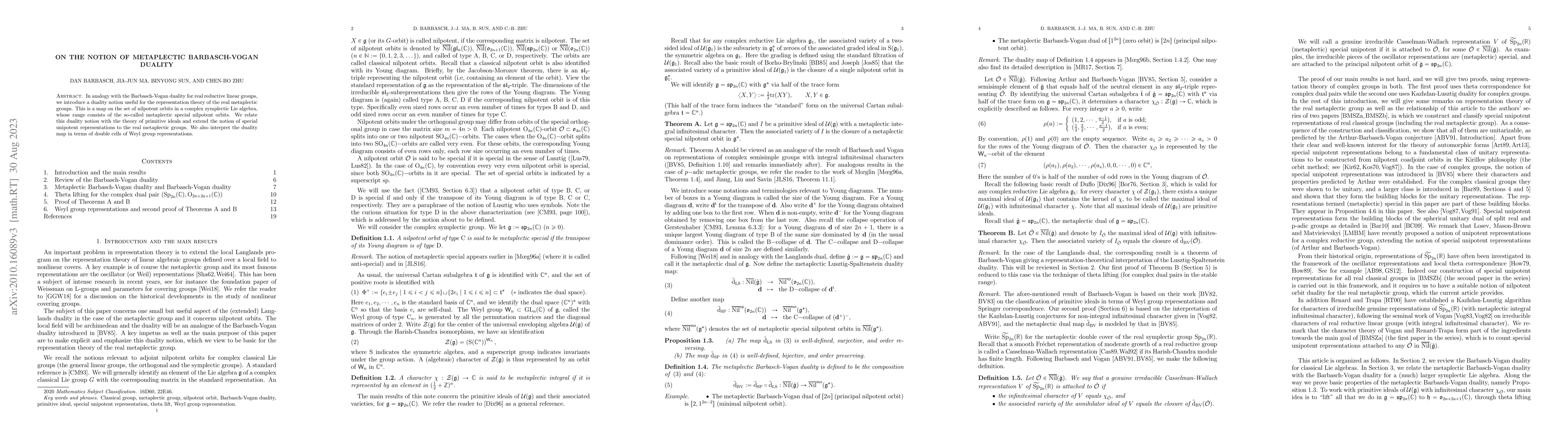 Thumbnail for On the notion of metaplectic Barbasch-Vogan duality