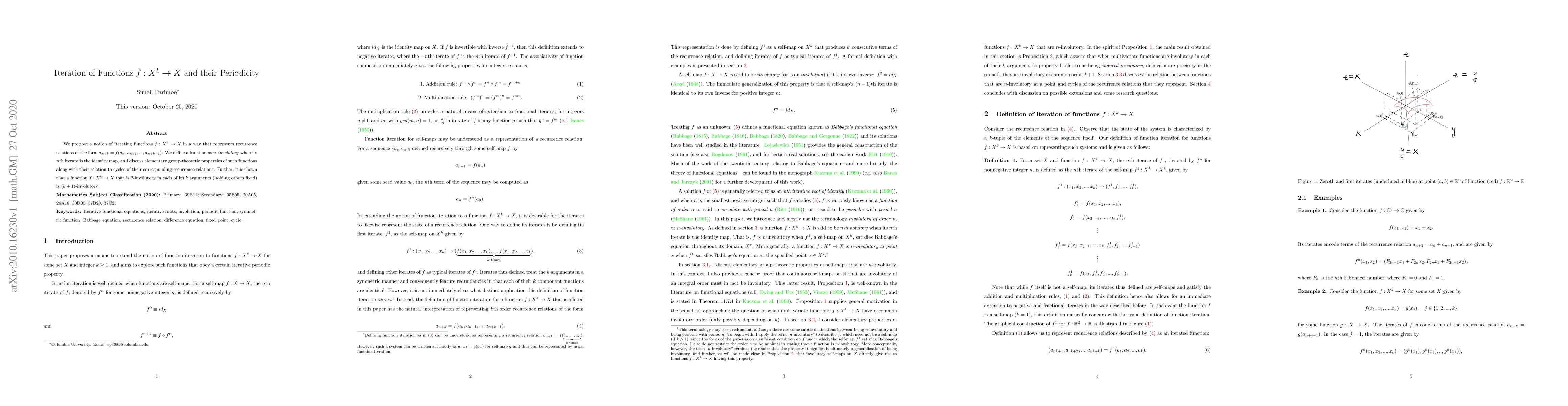 Thumbnail for Iteration of Functions $f:X^{k}\rightarrow X$ and their Periodicity