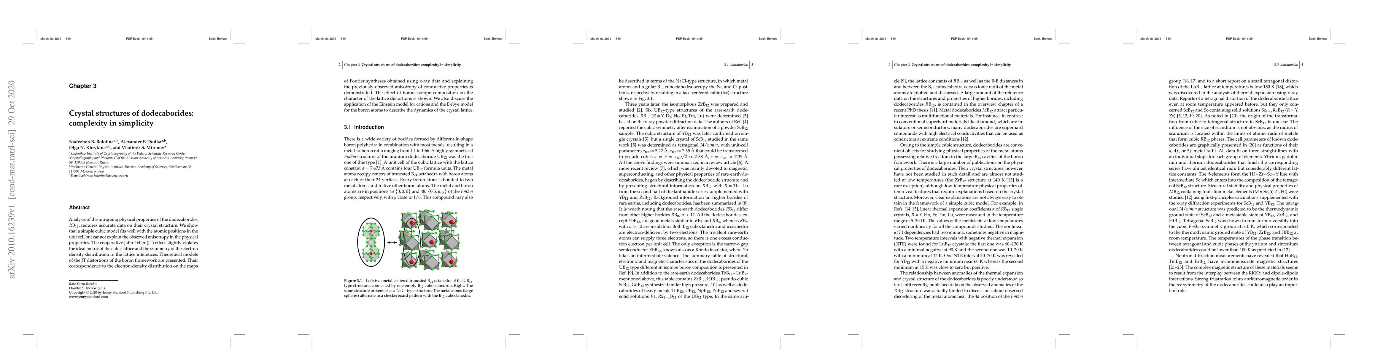 Thumbnail for Crystal structures of dodecaborides: complexity in simplicity