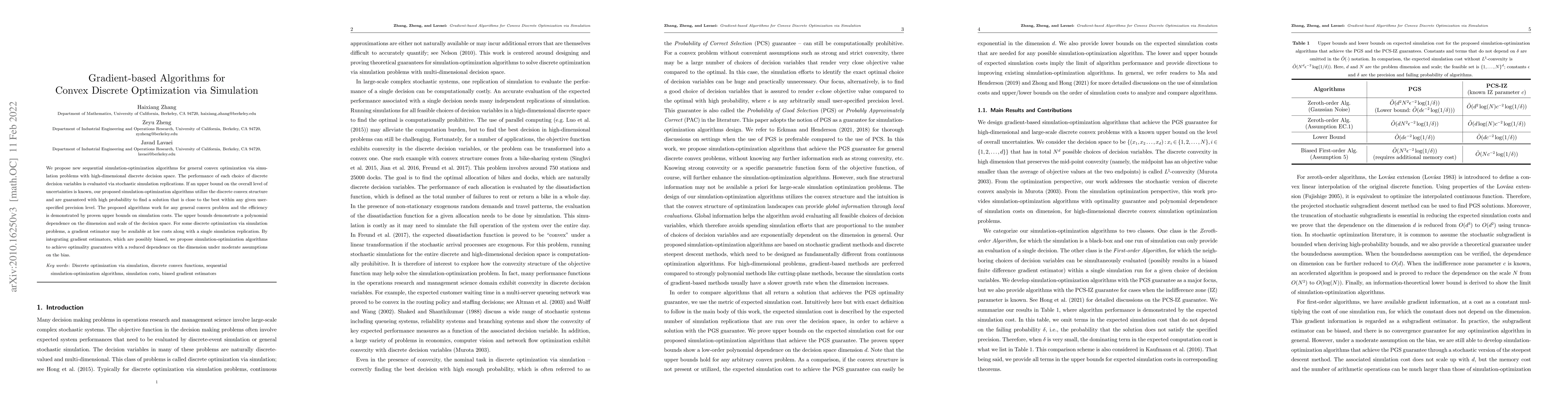 Thumbnail for Gradient-based Algorithms for Convex Discrete Optimization via
  Simulation