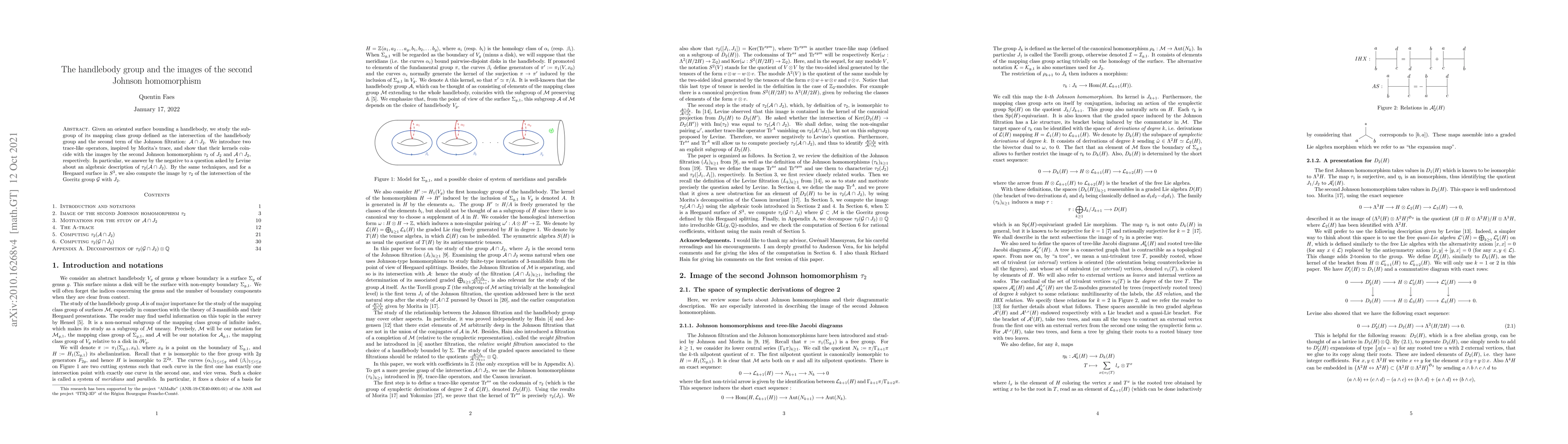 Thumbnail for The handlebody group and the images of the second Johnson homomorphism