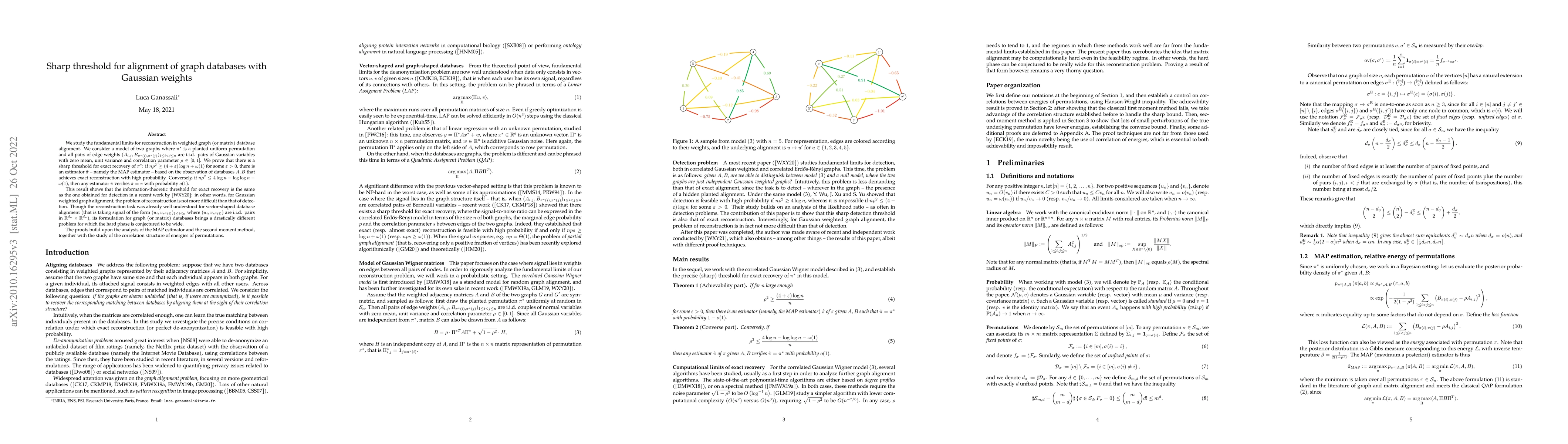 Thumbnail for Sharp threshold for alignment of graph databases with Gaussian weights