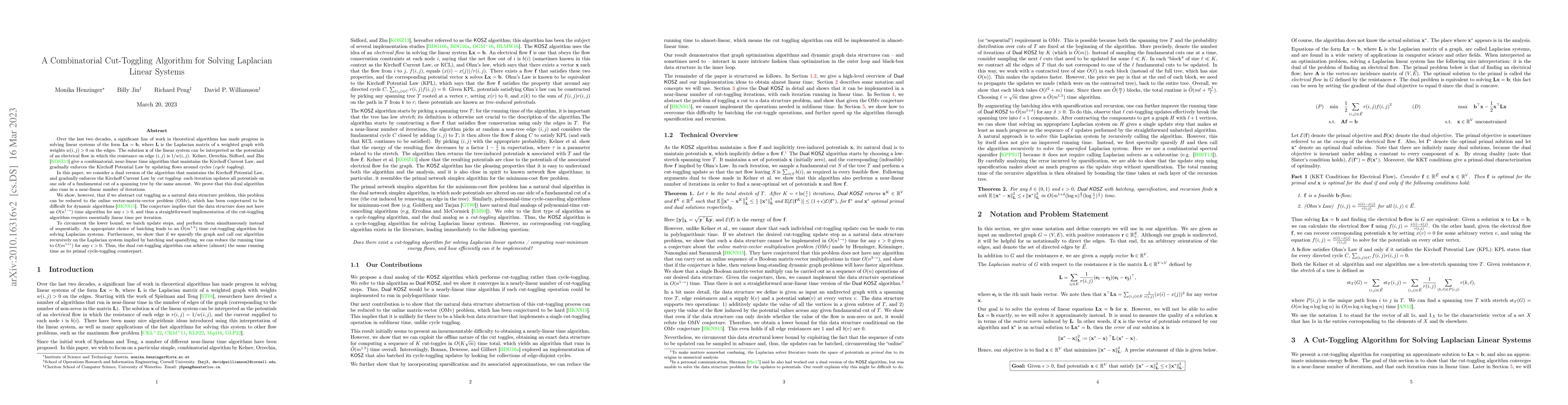 Thumbnail for A Combinatorial Cut-Toggling Algorithm for Solving Laplacian Linear
  Systems