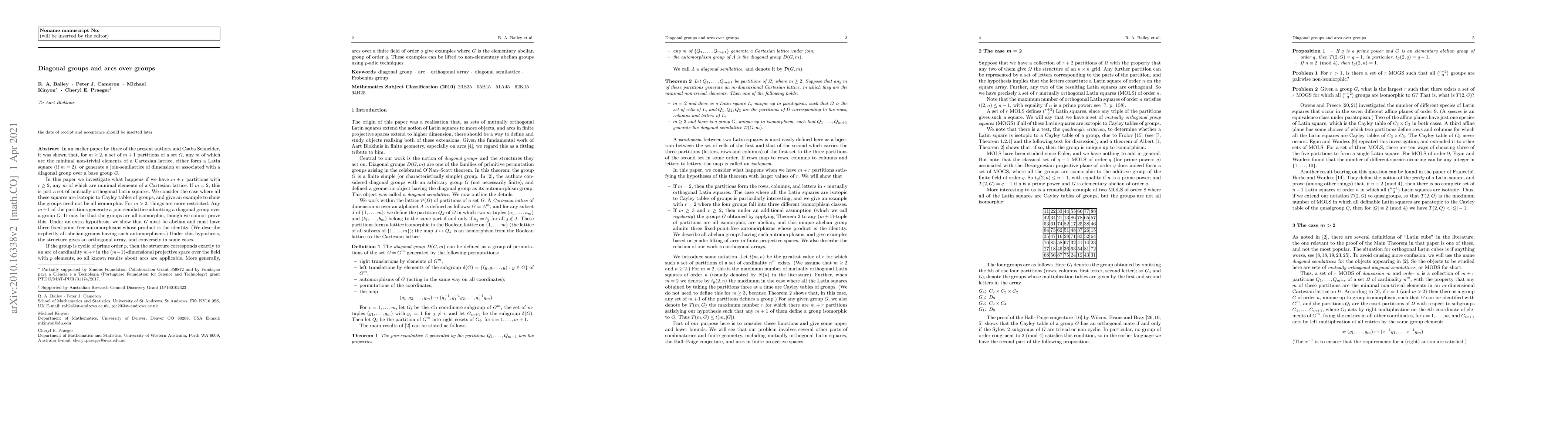 Thumbnail for Diagonal groups and arcs over groups