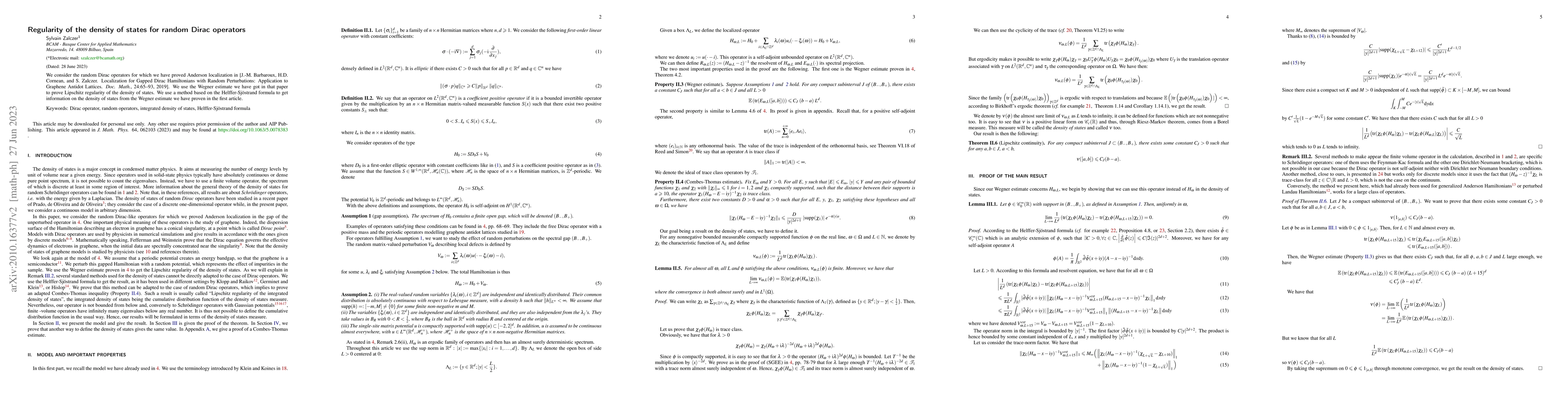 Thumbnail for Regularity of the density of states for random Dirac operators