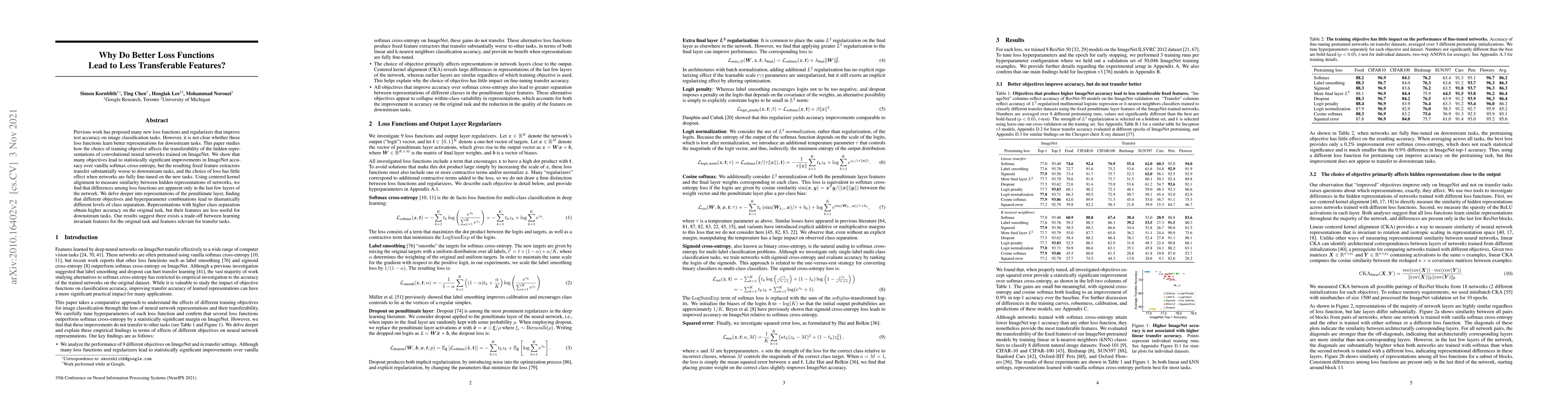 Thumbnail for Why Do Better Loss Functions Lead to Less Transferable Features?