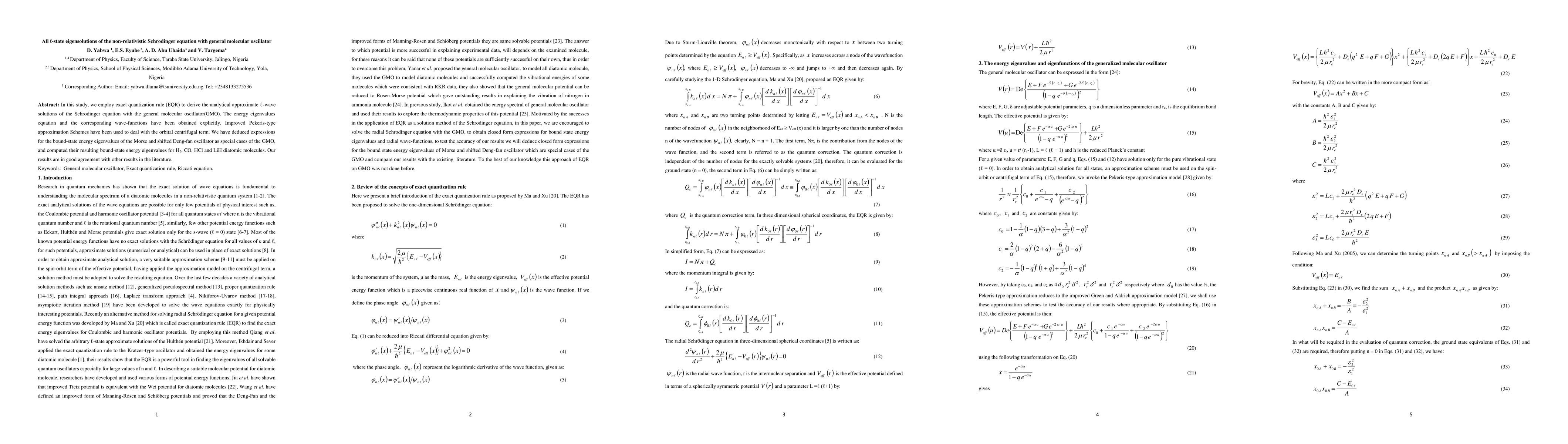 Thumbnail for All l-state eigensolutions of the non-relativistic Schrodinger equation
  with the general molecular oscillator