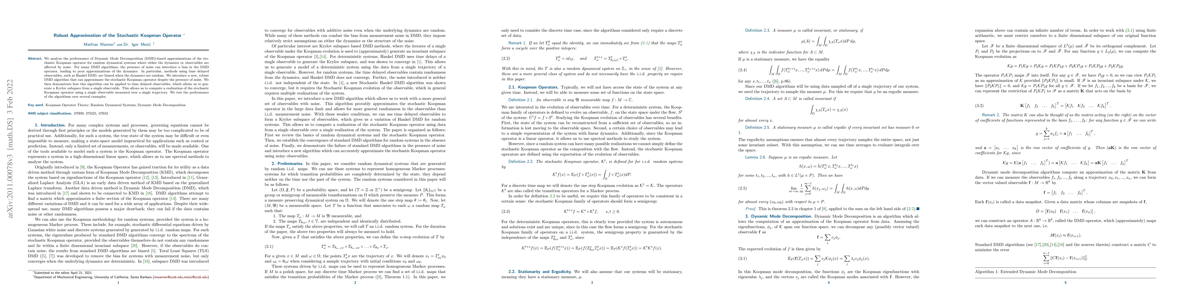 Thumbnail for Robust Approximation of the Stochastic Koopman Operator