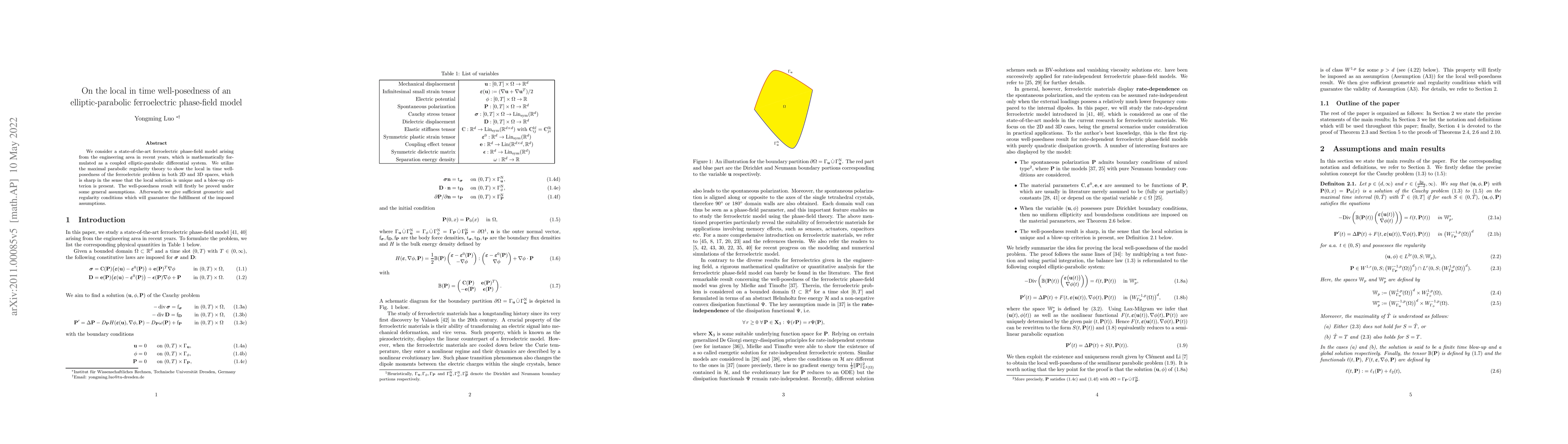 Thumbnail for On the local in time well-posedness of an elliptic-parabolic
  ferroelectric phase-field model