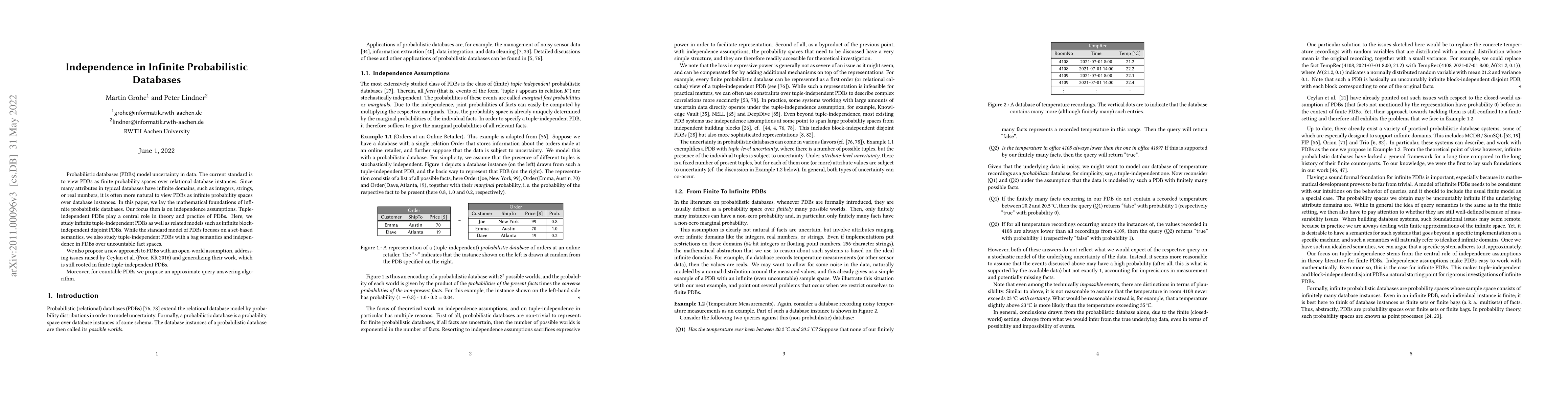 Thumbnail for Independence in Infinite Probabilistic Databases