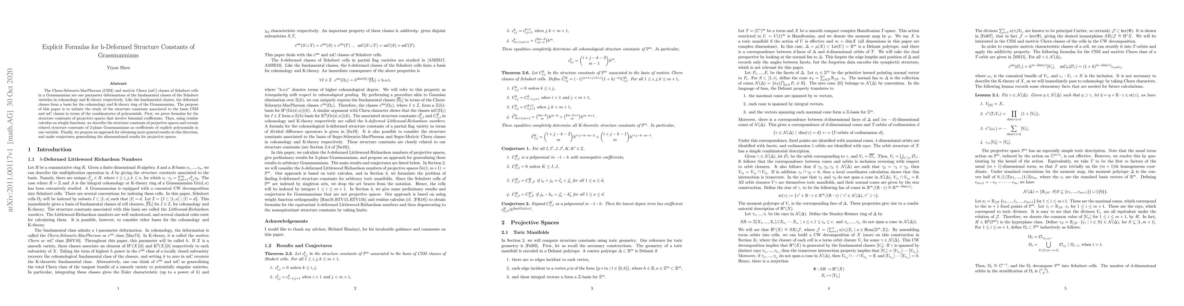 Thumbnail for Explicit Formulas for h-Deformed Structure Constants of Grassmannians