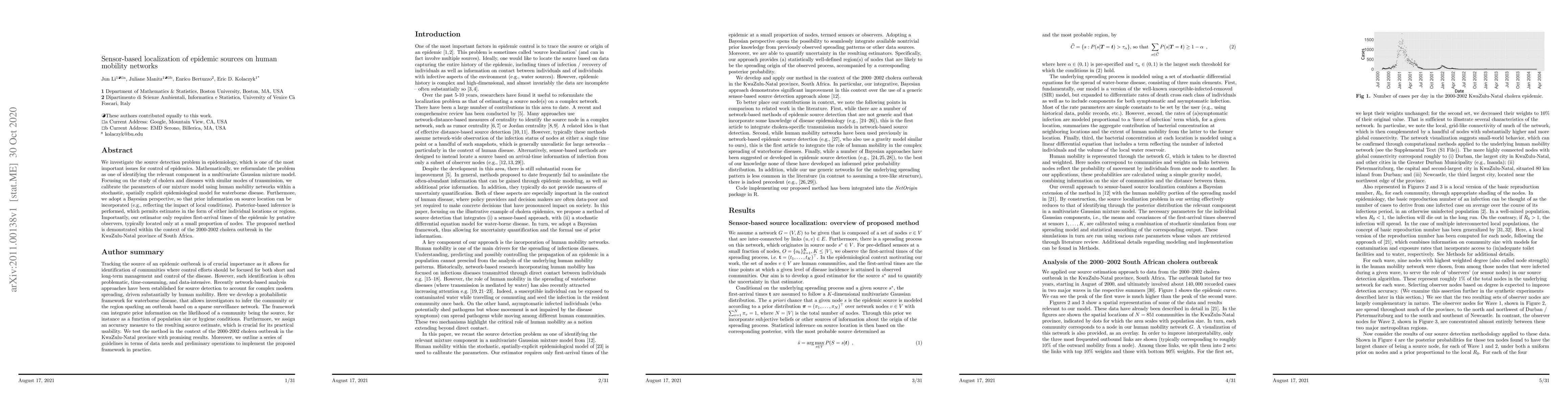 Thumbnail for Sensor-based localization of epidemic sources on human mobility networks