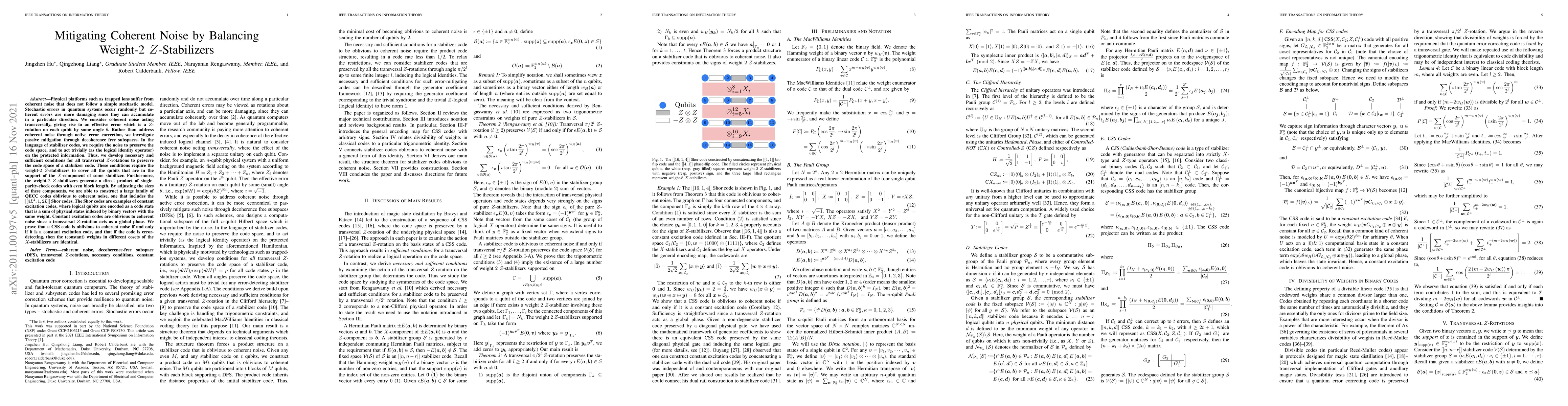 Thumbnail for Mitigating Coherent Noise by Balancing Weight-2 $Z$-Stabilizers