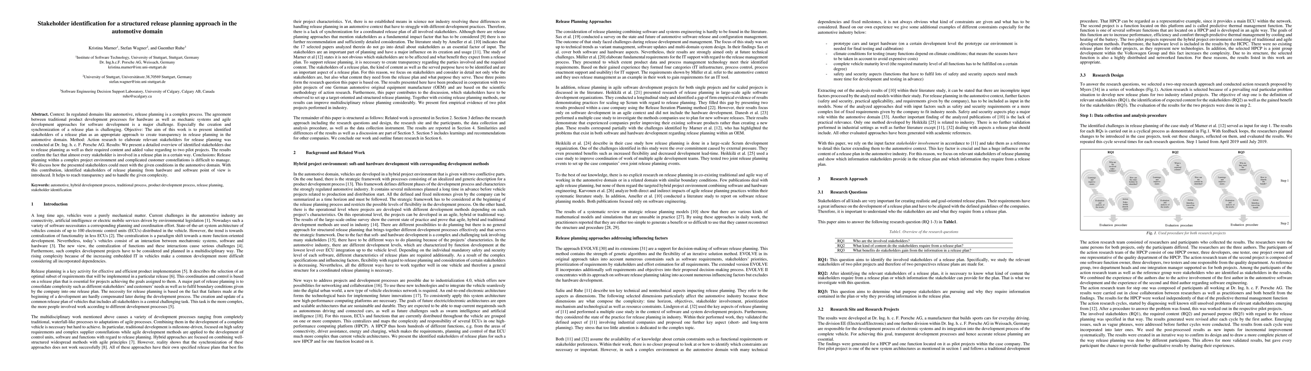 Thumbnail for Stakeholder identification for a structured release planning approach in
  the automotive domain