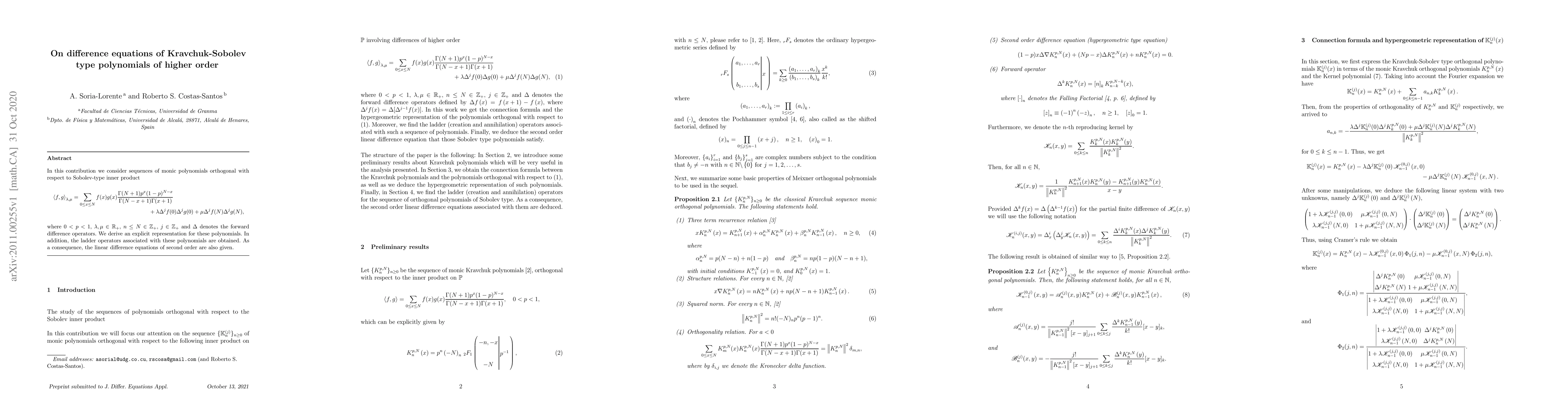Thumbnail for On difference equations of Kravchuk-Sobolev type polynomials of higher
  order