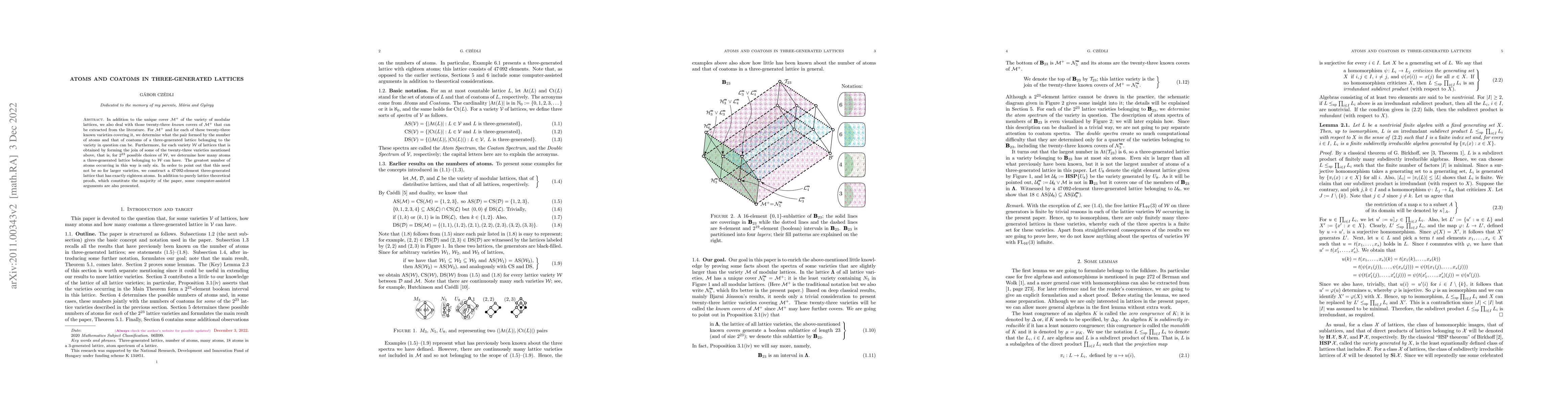 Thumbnail for Atoms and coatoms in three-generated lattices