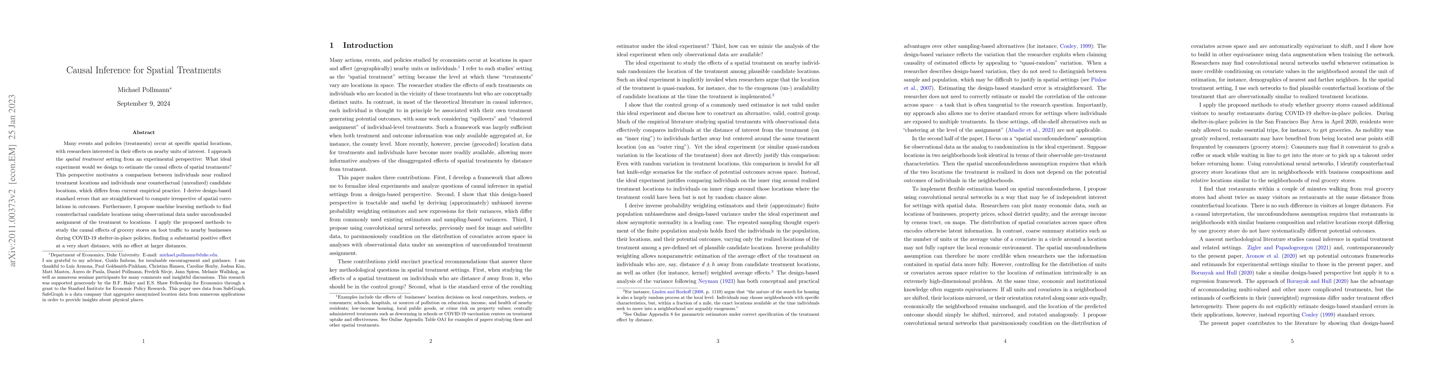 Thumbnail for Causal Inference for Spatial Treatments