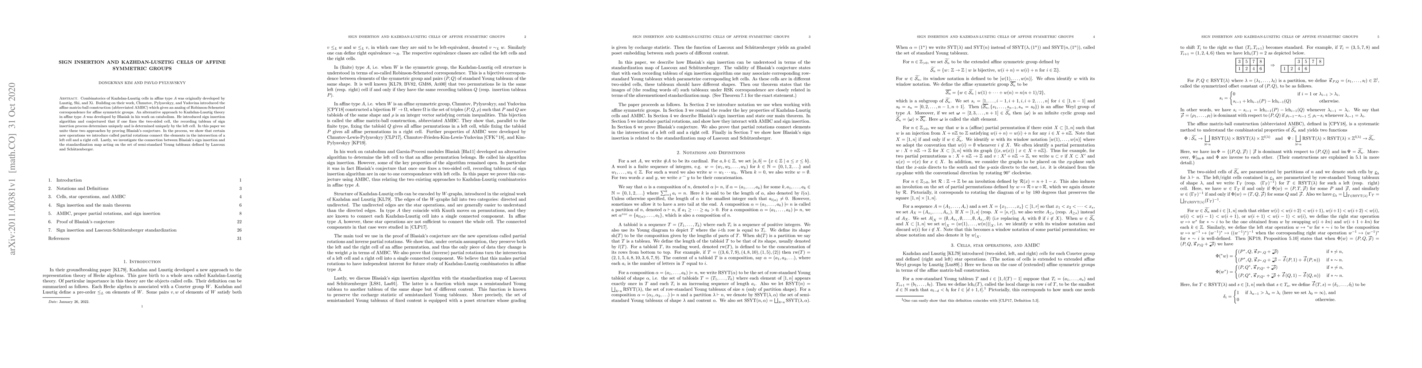 Thumbnail for Sign insertion and Kazhdan-Lusztig cells of affine symmetric groups