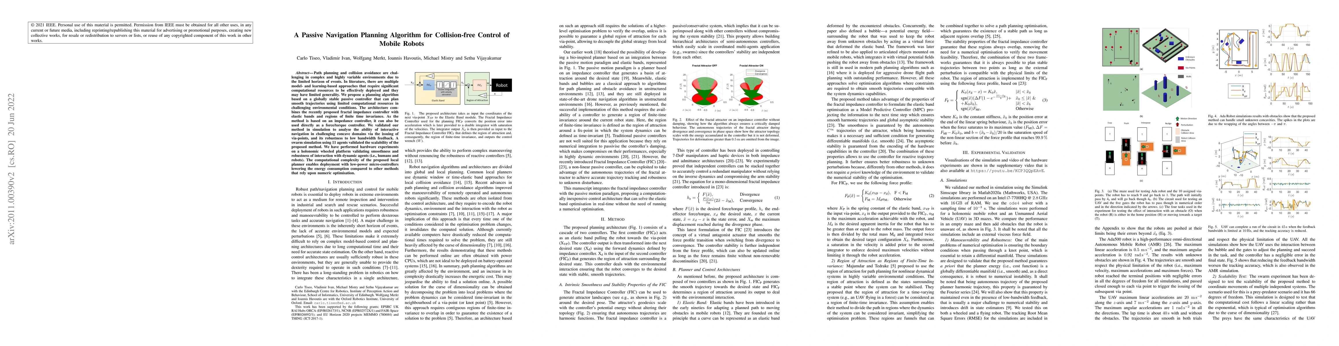 Thumbnail for A Passive Navigation Planning Algorithm for Collision-free Control of
  Mobile Robots