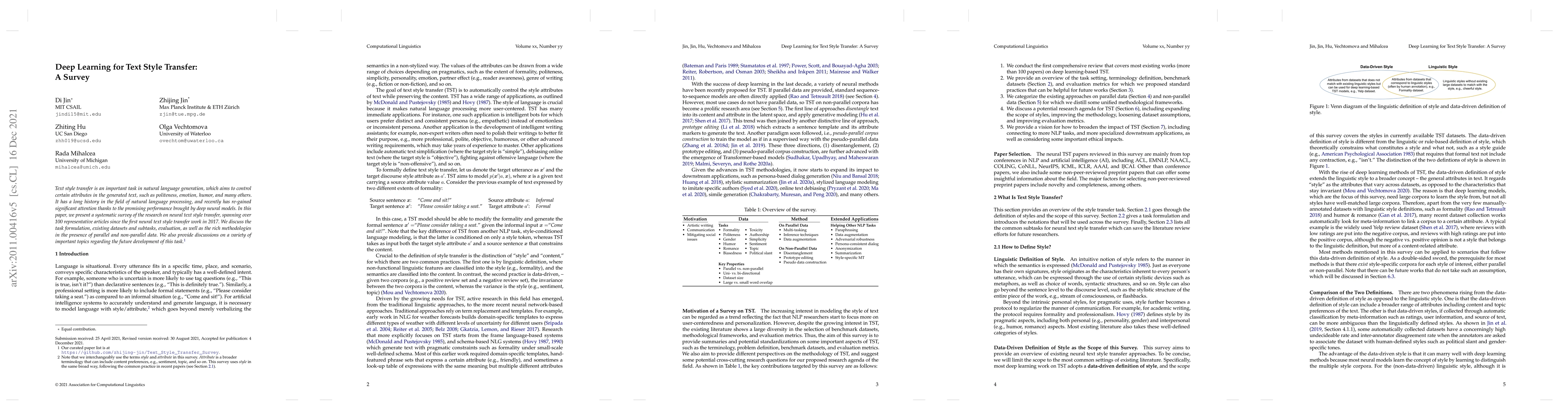 Thumbnail for Deep Learning for Text Style Transfer: A Survey