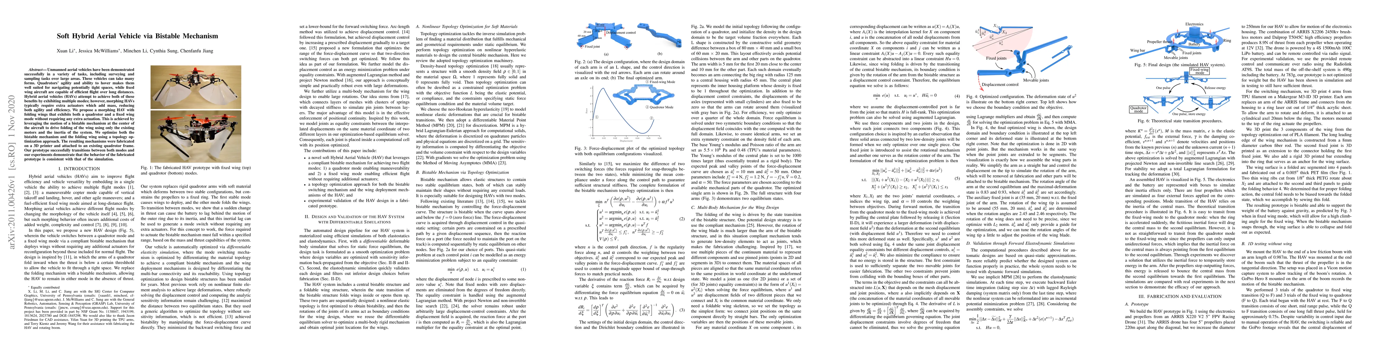 Thumbnail for Soft Hybrid Aerial Vehicle via Bistable Mechanism