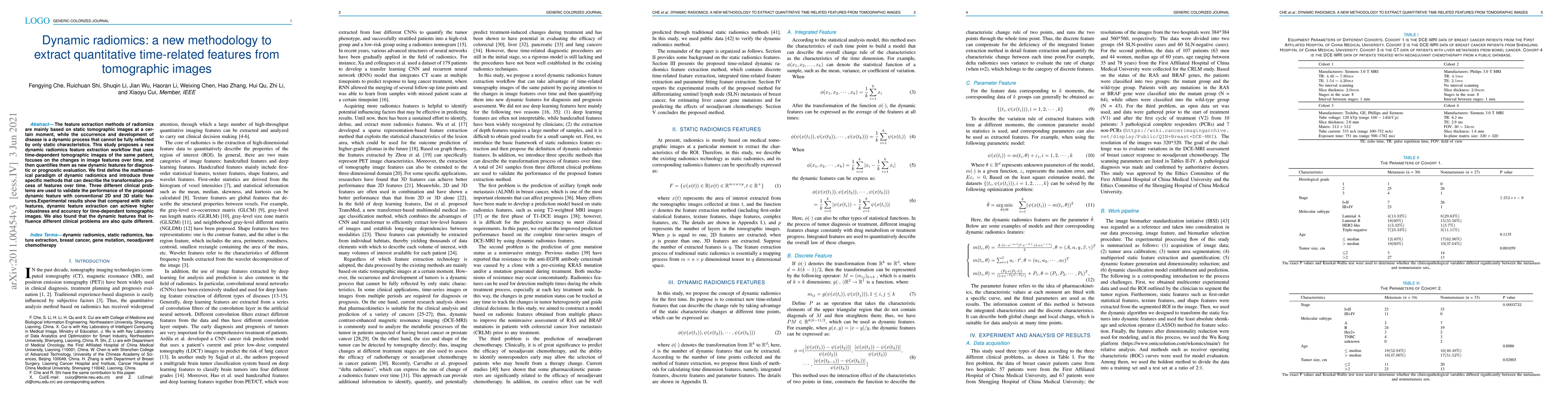 Thumbnail for Dynamic radiomics: a new methodology to extract quantitative
  time-related features from tomographic images