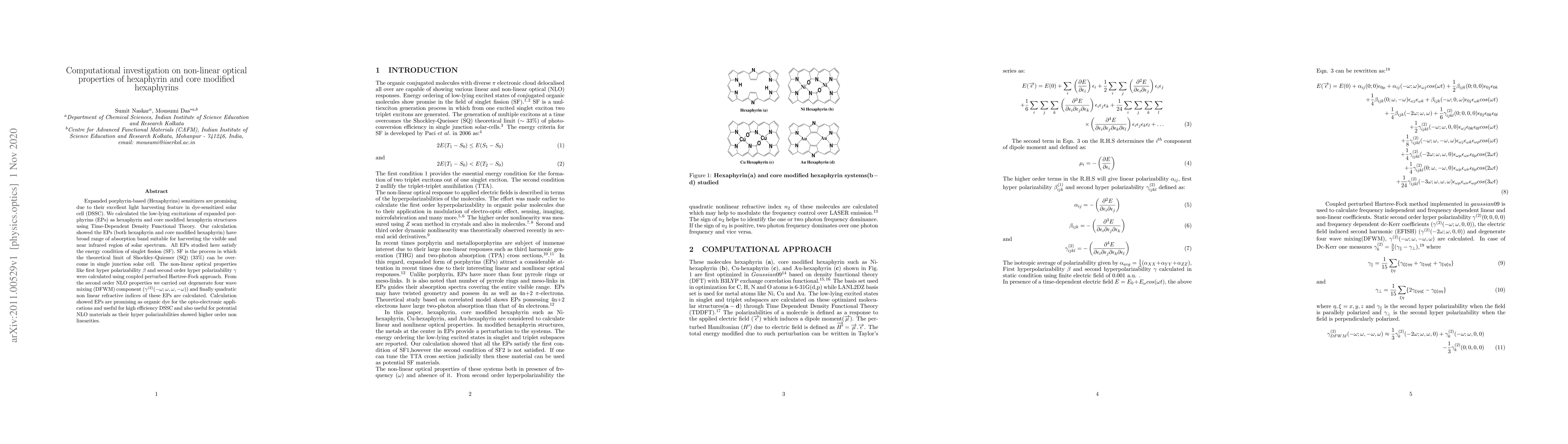 Thumbnail for Computational investigation on non-linear optical properties of
  hexaphyrin and core modified hexaphyrins