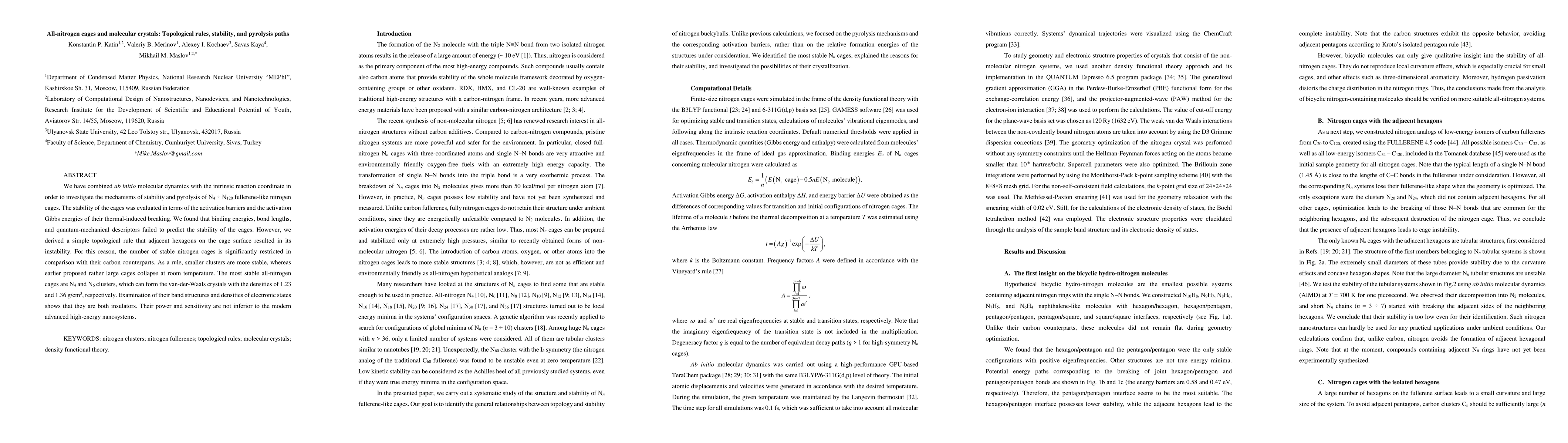 Thumbnail for All-nitrogen cages and molecular crystals: Topological rules, stability,
  and pyrolysis paths