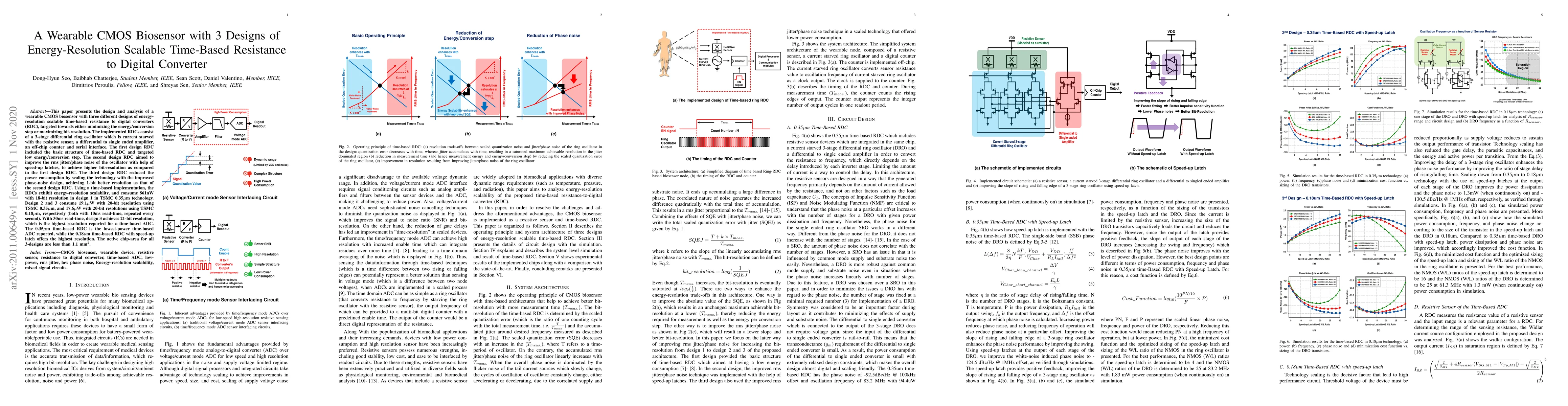 Thumbnail for A Wearable CMOS Biosensor with 3 Designs of Energy-Resolution Scalable
  Time-Based Resistance to Digital Converter