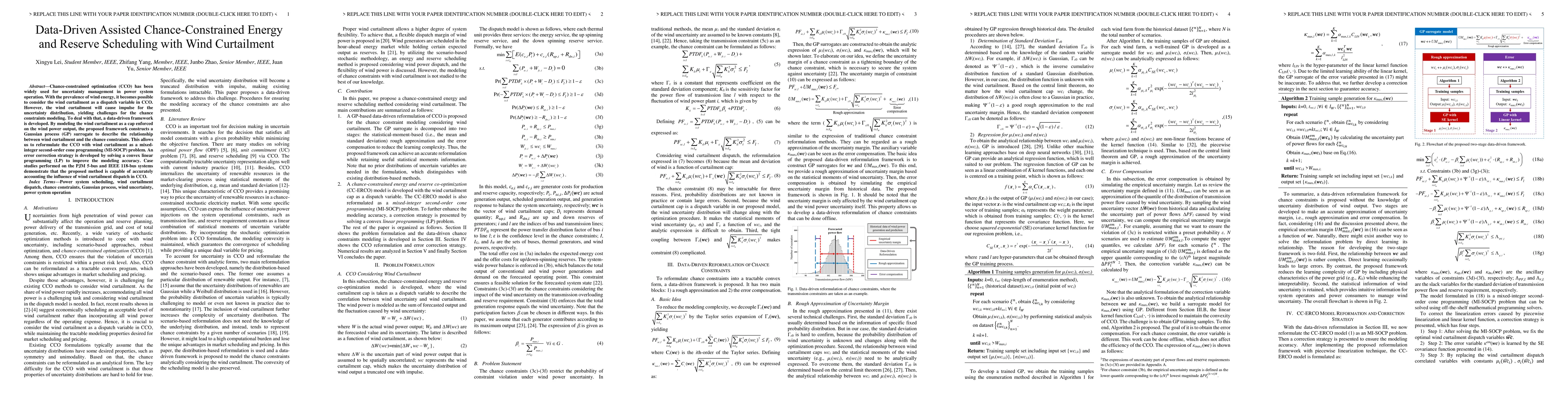 Thumbnail for Data-Driven Assisted Chance-Constrained Energy and Reserve Scheduling
  with Wind Curtailment