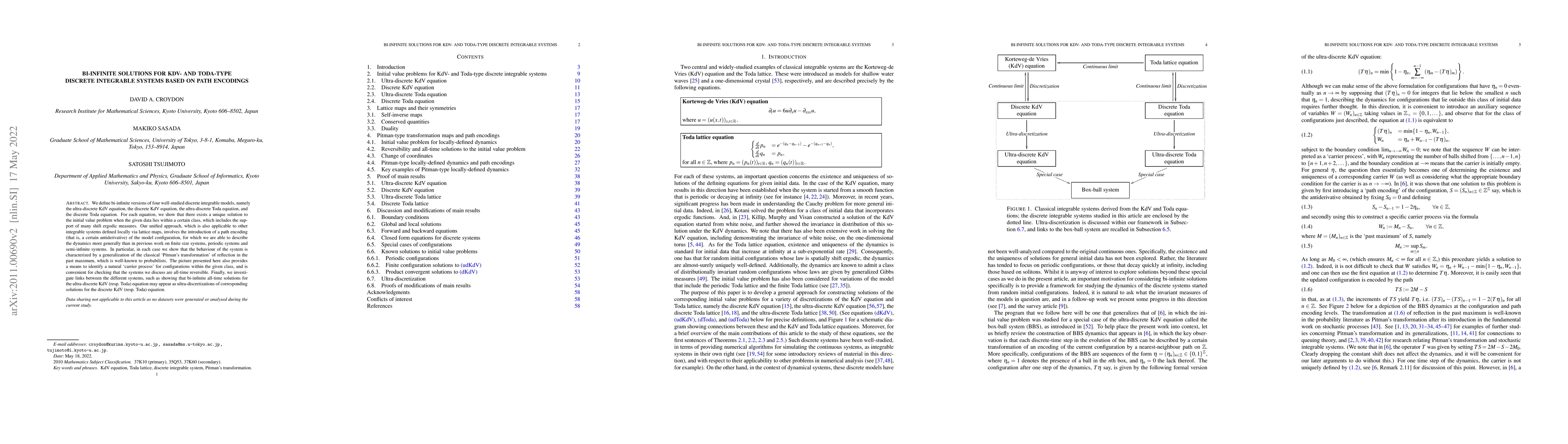 Thumbnail for Bi-infinite solutions for KdV- and Toda-type discrete integrable systems
  based on path encodings