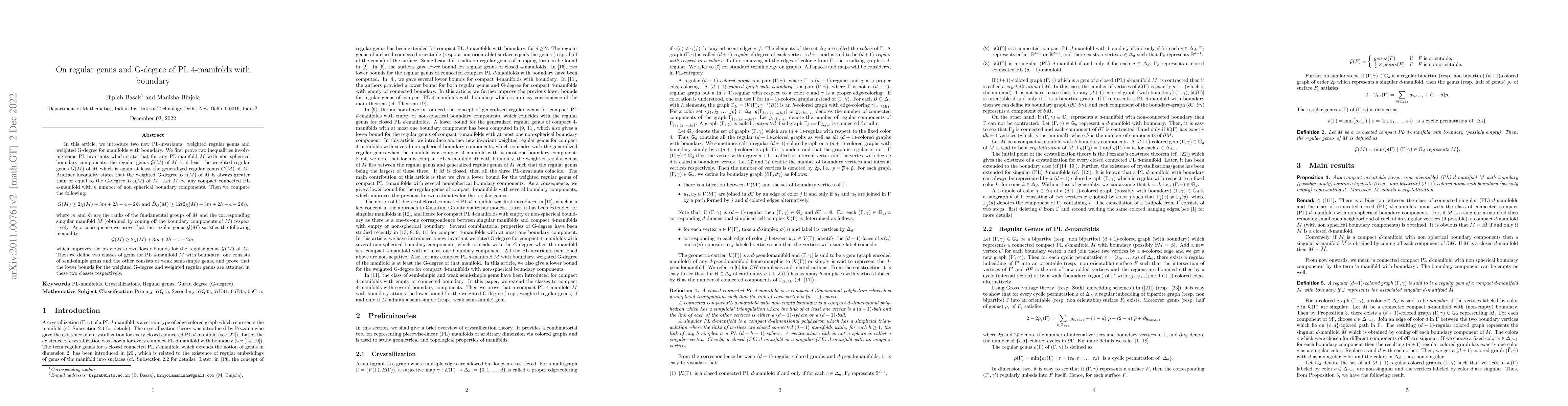 Thumbnail for On regular genus and G-degree of PL 4-manifolds with boundary