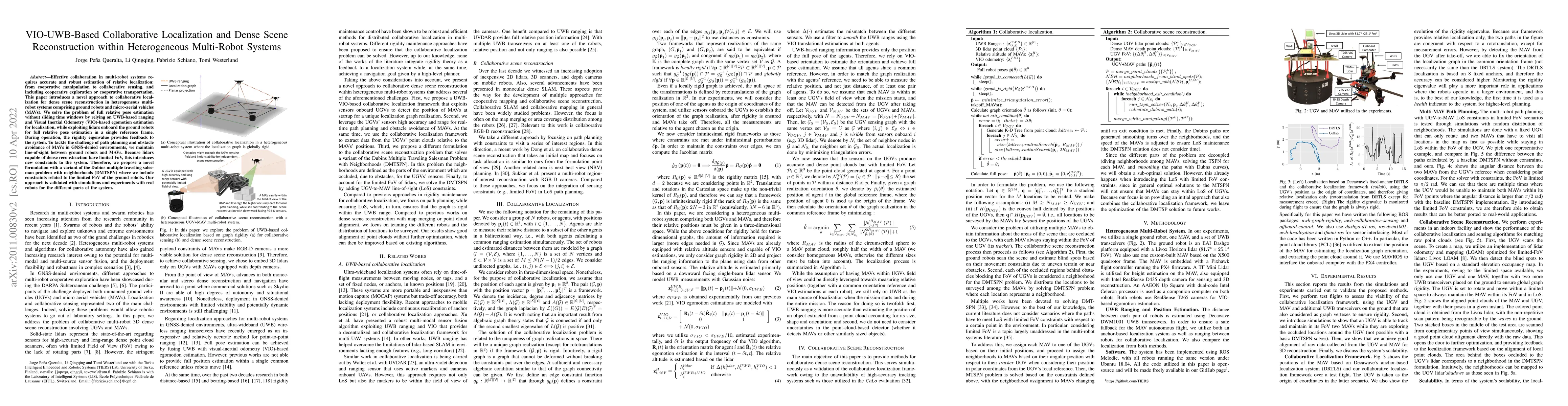 Thumbnail for VIO-UWB-Based Collaborative Localization and Dense Scene Reconstruction
  within Heterogeneous Multi-Robot Systems