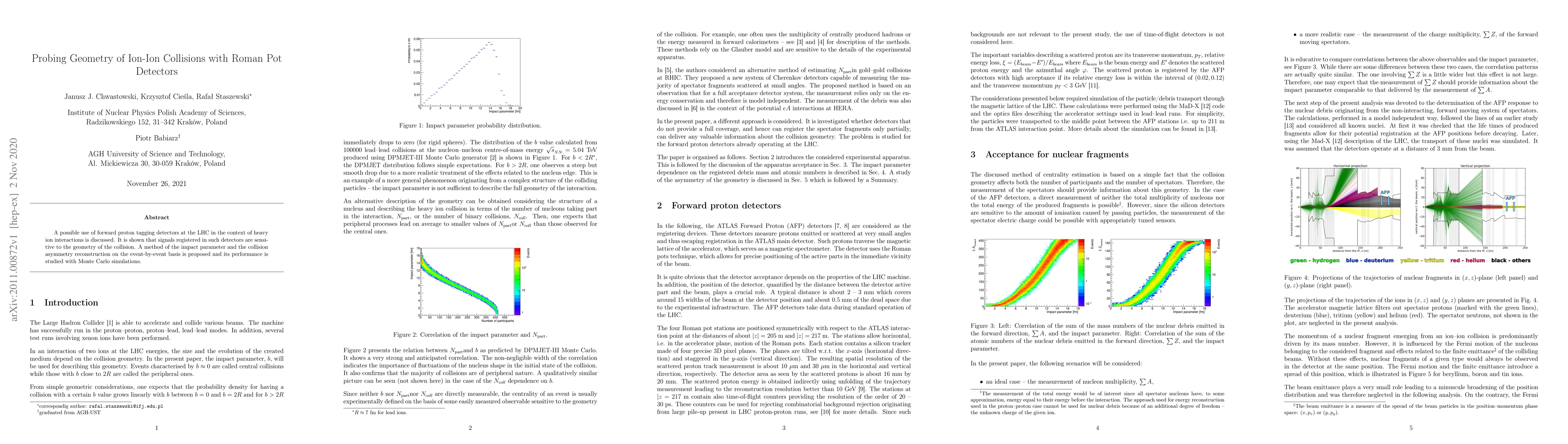 Thumbnail for Probing Geometry of Ion-Ion Collisions with Roman Pot Detectors