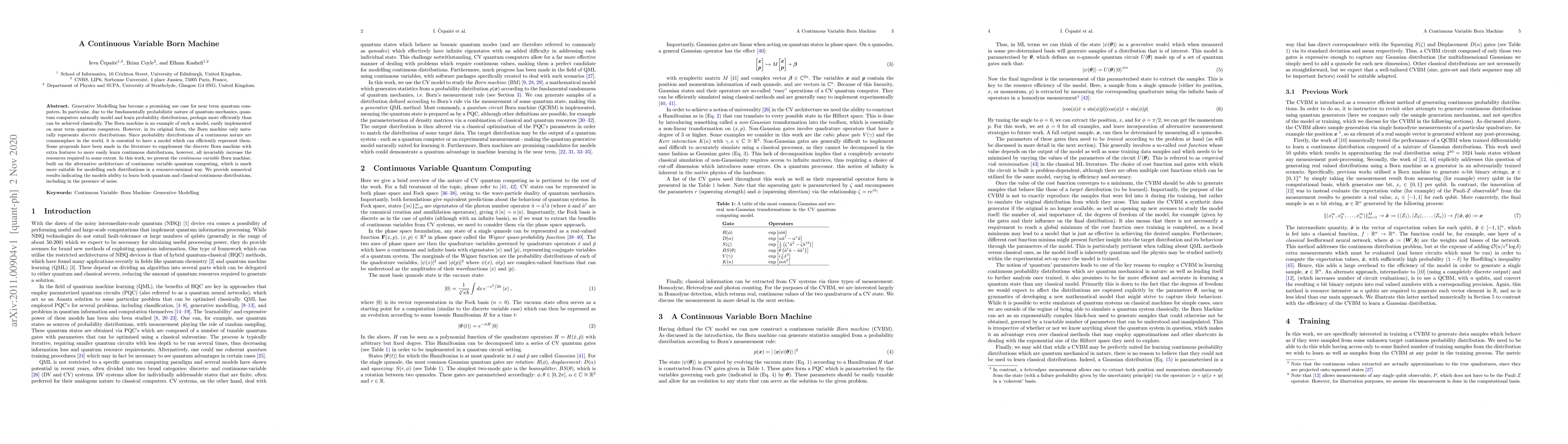 Thumbnail for A Continuous Variable Born Machine